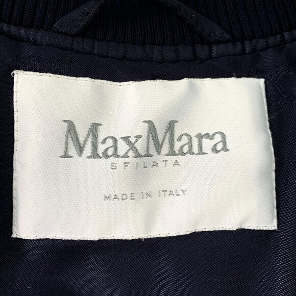 Max Mara Ruffled Sleeve Bomber Jacket Size 8 Nylon & Polyester Black - Picture 6 of 6